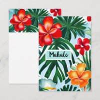 Tarjeta de agradecimiento con la redacción hawaian