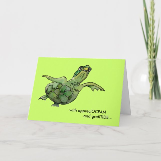 Tarjeta De Agradecimiento Con la tortuga de mar verde del appreciOCEAN (Anverso)