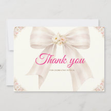 Tarjeta de agradecimiento con lazo de princesa de 