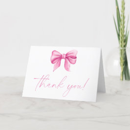 Tarjeta de agradecimiento con lazo rosa