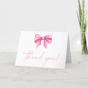 Tarjeta de agradecimiento con lazo rosa