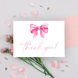 Tarjeta de agradecimiento con lazo rosa