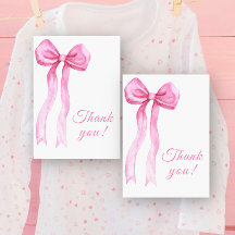 Tarjeta de agradecimiento con lazo rosa