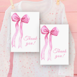 Tarjeta de agradecimiento con lazo rosa