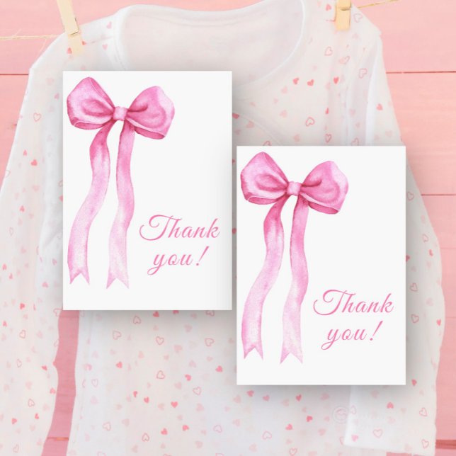 Tarjeta de agradecimiento con lazo rosa (Subido por el creador)
