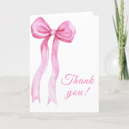 Tarjeta de agradecimiento con lazo rosa