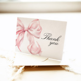 Tarjeta de agradecimiento con lazo rosa Coquette B