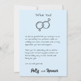 Tarjeta de agradecimiento con letra de Pastel Clou