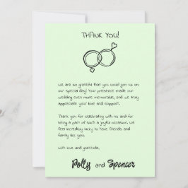 Tarjeta de agradecimiento con letra de pastel hele