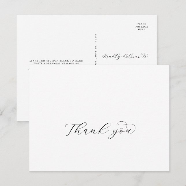 Tarjeta de agradecimiento con letra elegante (Anverso / Reverso)