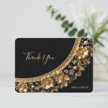 Tarjeta de agradecimiento con marco dorado ornamen