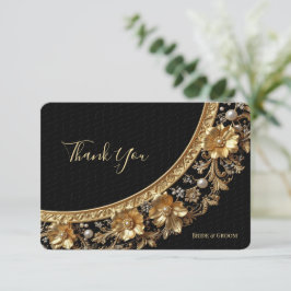 Tarjeta de agradecimiento con marco dorado ornamen