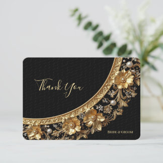 Tarjeta de agradecimiento con marco dorado ornamen