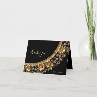 Tarjeta de agradecimiento con marco dorado ornamen