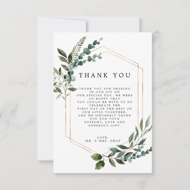 Tarjeta de agradecimiento con marco floral (Anverso)