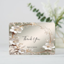 Tarjeta de agradecimiento con marco floral blanco 
