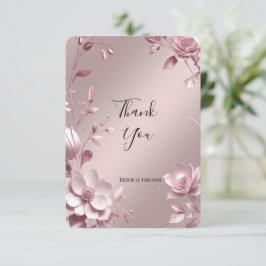 Tarjeta de agradecimiento con marco floral rosa de