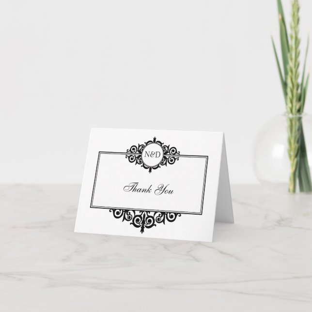 Tarjeta de agradecimiento con monograma de marco d (Anverso)