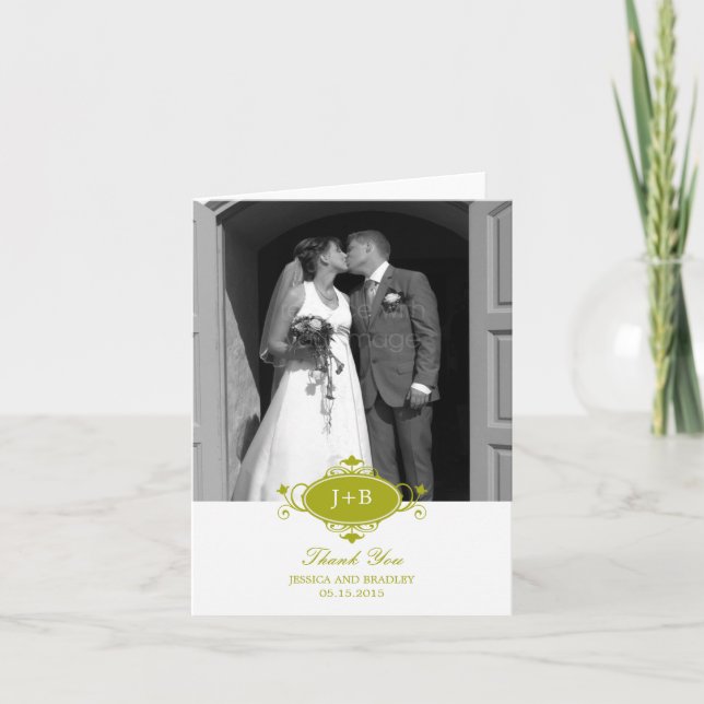 Tarjeta de agradecimiento con monograma real (Anverso)