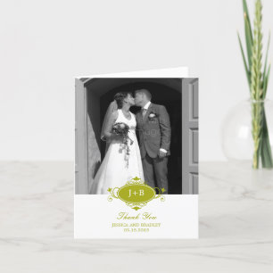 Tarjeta de agradecimiento con monograma real