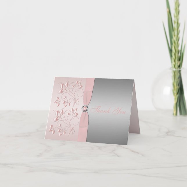 Tarjeta de agradecimiento con nudo de amor floral  (Anverso)