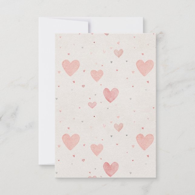 Tarjeta de agradecimiento con patrón de corazones  (Anverso)