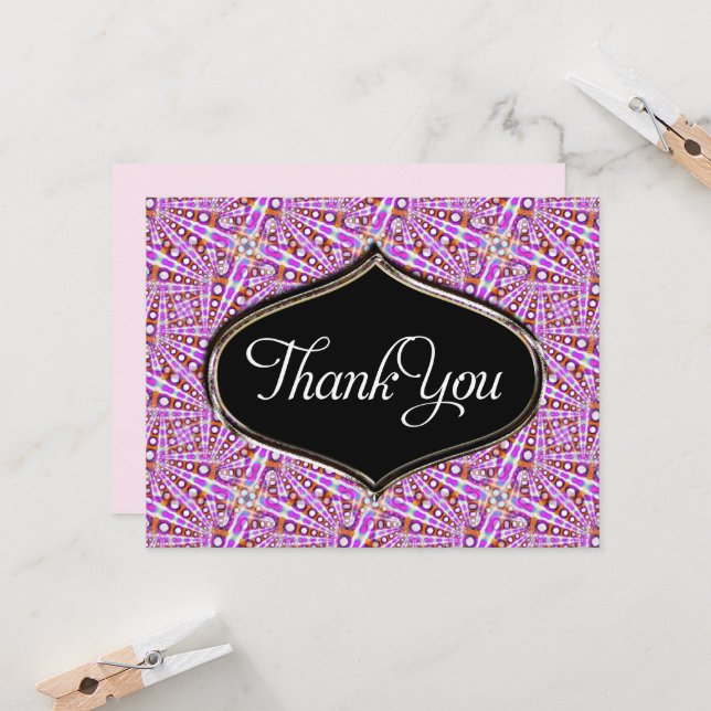 Tarjeta de agradecimiento con patrón de disco rosa (Anverso/Reverso In Situ)