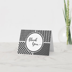 Tarjeta de agradecimiento con patrón retro en blan