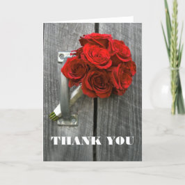 Tarjeta de agradecimiento con ramo de rosas rojas