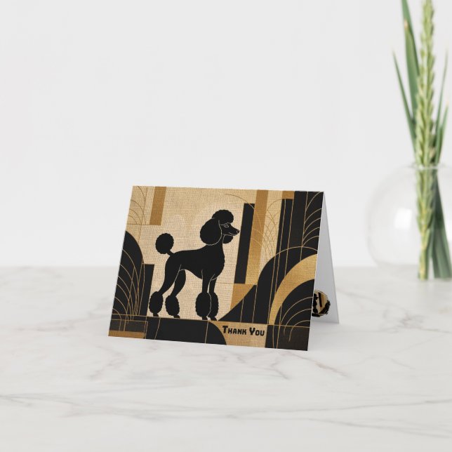 Tarjeta de agradecimiento con silueta de caniche (Anverso)