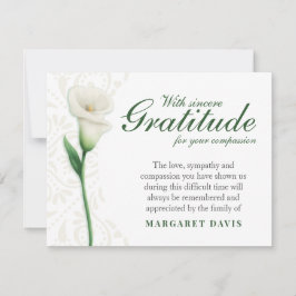 Tarjeta De Agradecimiento Con Sincera Gratitud Funeral Gracias