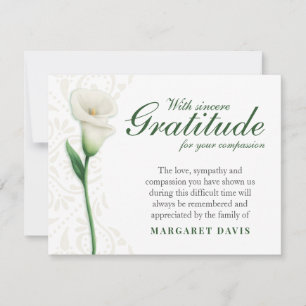 Tarjeta De Agradecimiento Con Sincera Gratitud Funeral Gracias