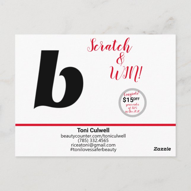 Tarjeta de agradecimiento con sorteo (Reverso)