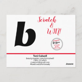 Tarjeta de agradecimiento con sorteo