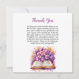 Tarjeta de agradecimiento con tema de libro de Hor