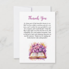 Tarjeta de agradecimiento con tema de libro de Hor