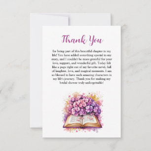 Tarjeta de agradecimiento con tema de libro de Hor