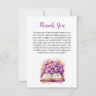 Tarjeta de agradecimiento con tema de libro de Hor