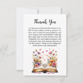 Tarjeta de agradecimiento con tema de libro y anil