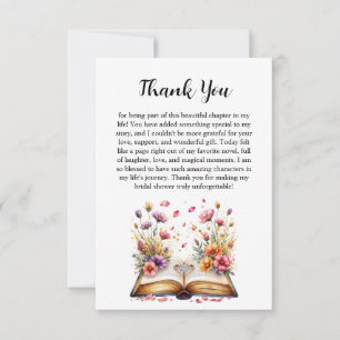 Tarjeta de agradecimiento con tema de libro y anil