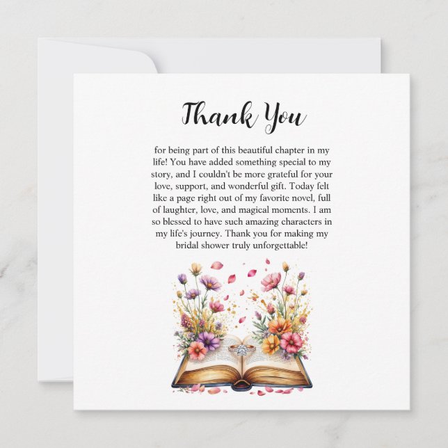 Tarjeta de agradecimiento con tema de libro y anil (Anverso)
