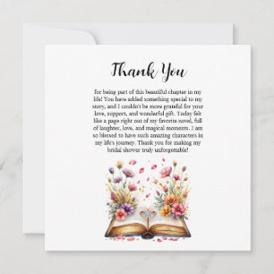 Tarjeta de agradecimiento con tema de libro y anil