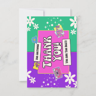 Tarjeta de agradecimiento con tema de los 90