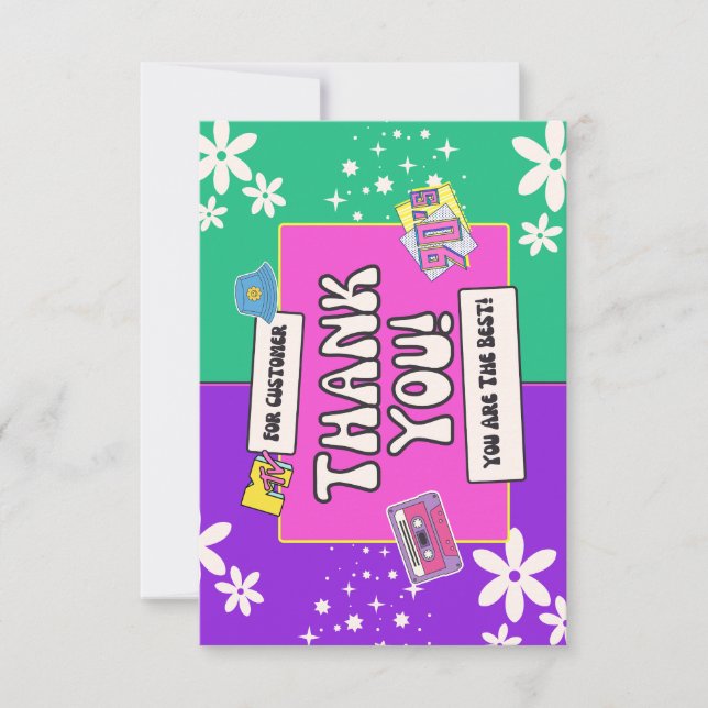 Tarjeta de agradecimiento con tema de los 90 (Anverso)