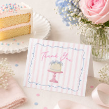 Tarjeta de agradecimiento con tema de pastel adora
