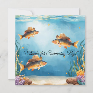 Tarjeta de agradecimiento con tema Fish Party Texa