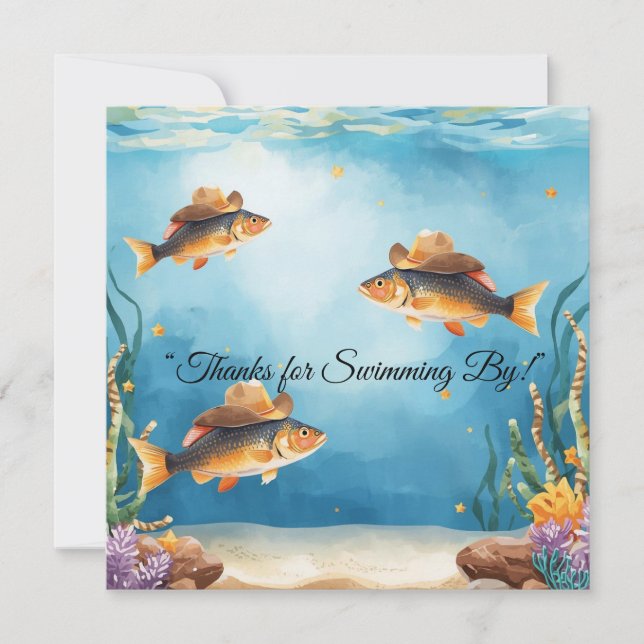 Tarjeta de agradecimiento con tema Fish Party Texa (Anverso)