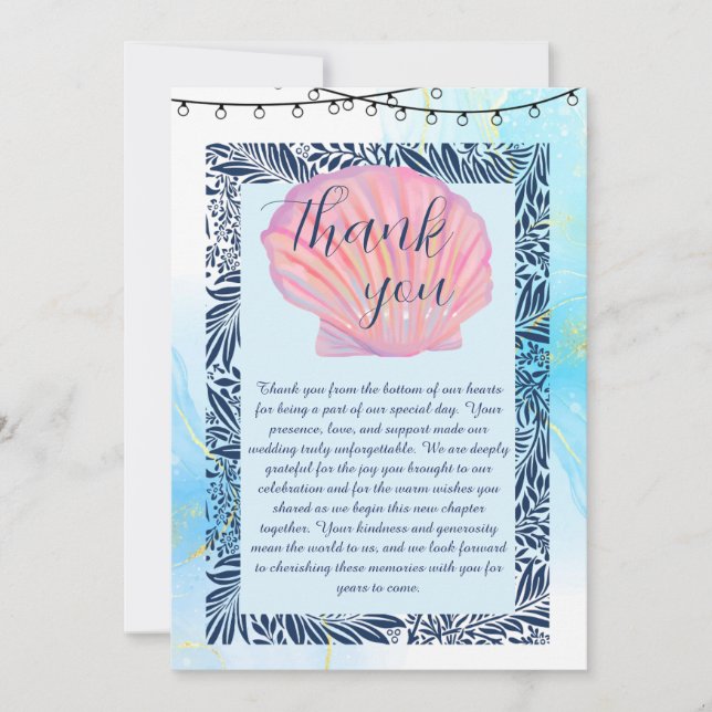 Tarjeta De Agradecimiento Con temática playera (Anverso)