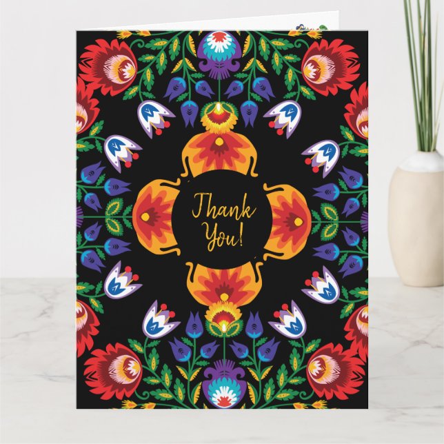 Tarjeta De Agradecimiento Con texto Awesome polish Folk Wycinanki (Anverso)