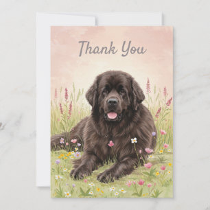 Tarjeta de agradecimiento con un perro Terranova